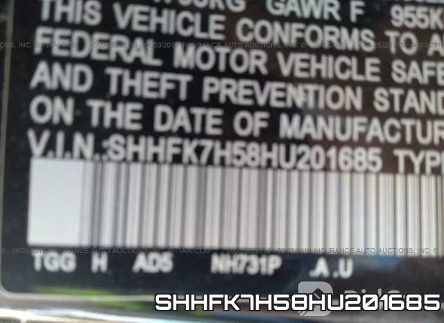 SHHFK7H58HU201685 фото 10