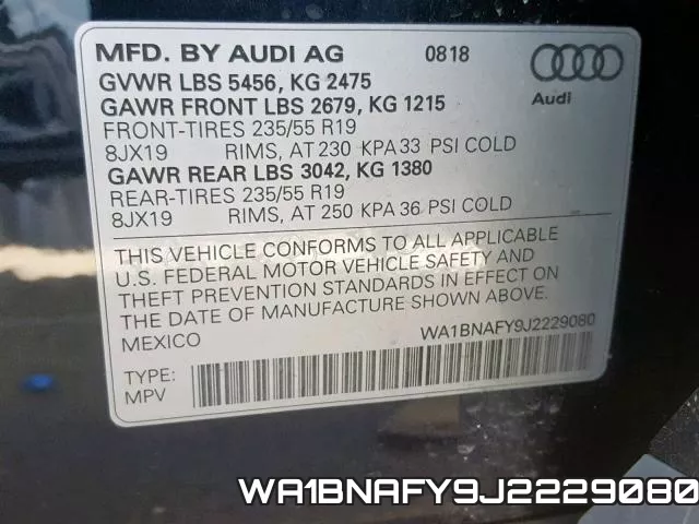 WA1BNAFY9J2229080 фото 2