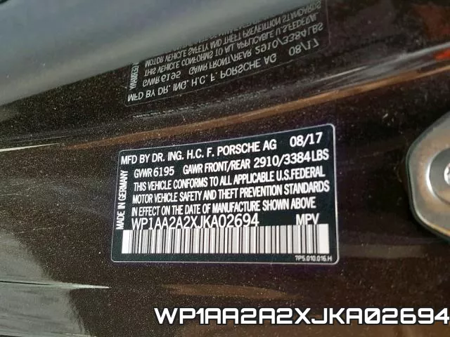 WP1AA2A2XJKA02694 фото 2