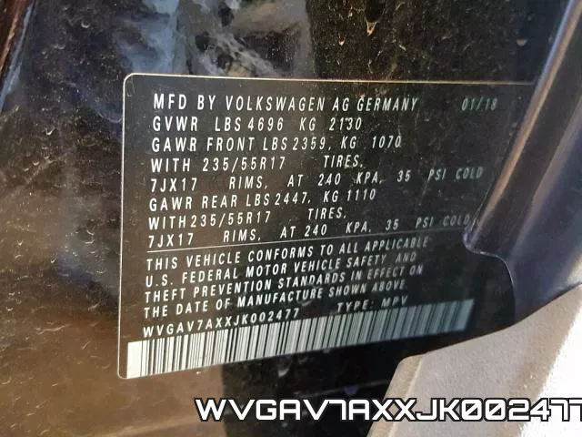 WVGAV7AXXJK002477 фото 2