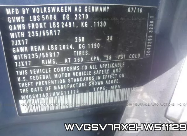 WVGSV7AX2HW511129 фото 10