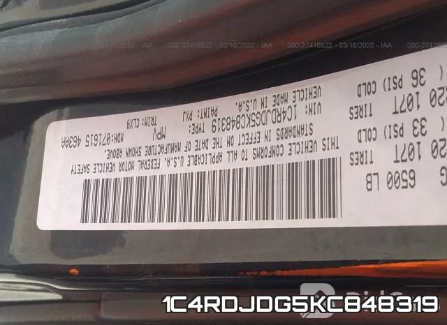 1C4RDJDG5KC848319 фото 10