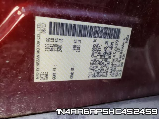 1N4AA6AP5HC452459 фото 2