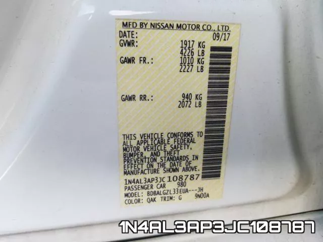 1N4AL3AP3JC108787 фото 2