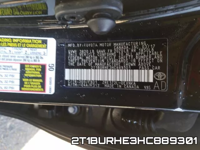 2T1BURHE3HC889301 фото 2