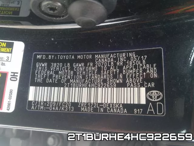 2T1BURHE4HC922659 фото 2