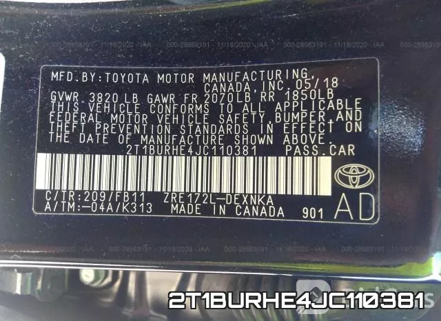 2T1BURHE4JC110381 фото 10