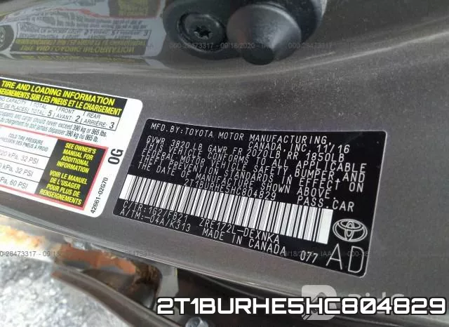 2T1BURHE5HC804829 фото 10