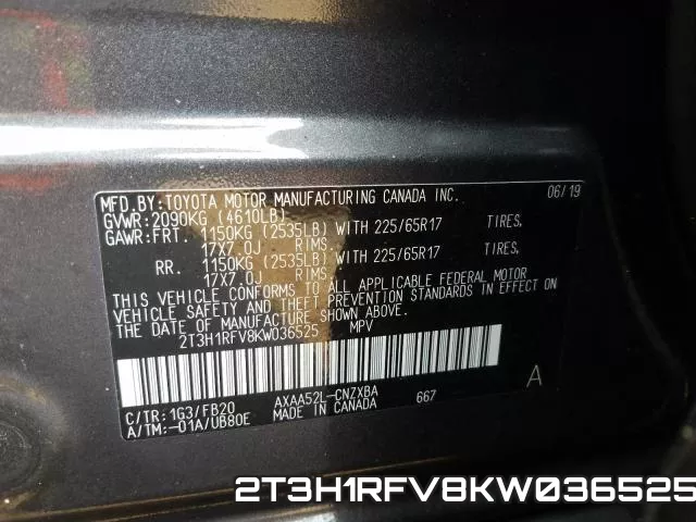 2T3H1RFV8KW036525 фото 2