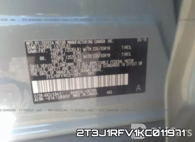 2T3J1RFV1KC011971 фото 10