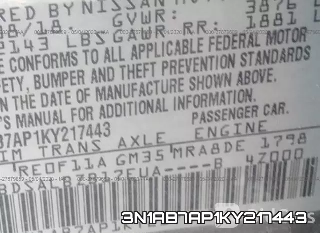 3N1AB7AP1KY217443 фото 10