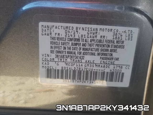 3N1AB7AP2KY341432 фото 2
