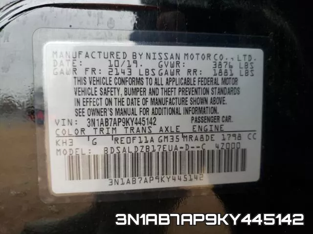 3N1AB7AP9KY445142 фото 2