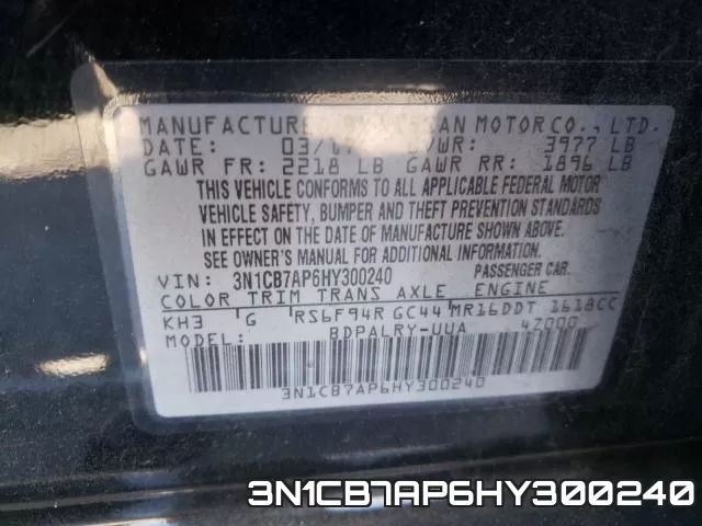 3N1CB7AP6HY300240 фото 2