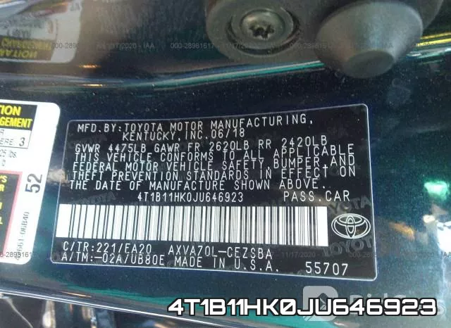 4T1B11HK0JU646923 фото 10