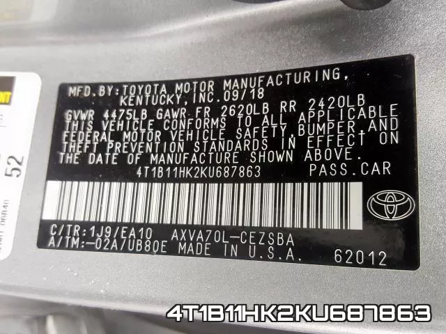 4T1B11HK2KU687863 фото 2