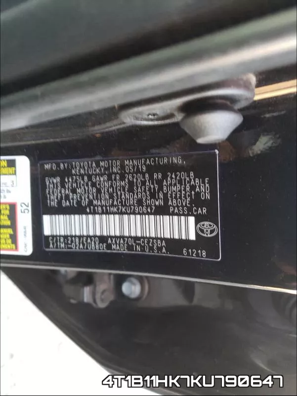 4T1B11HK7KU790647 фото 2
