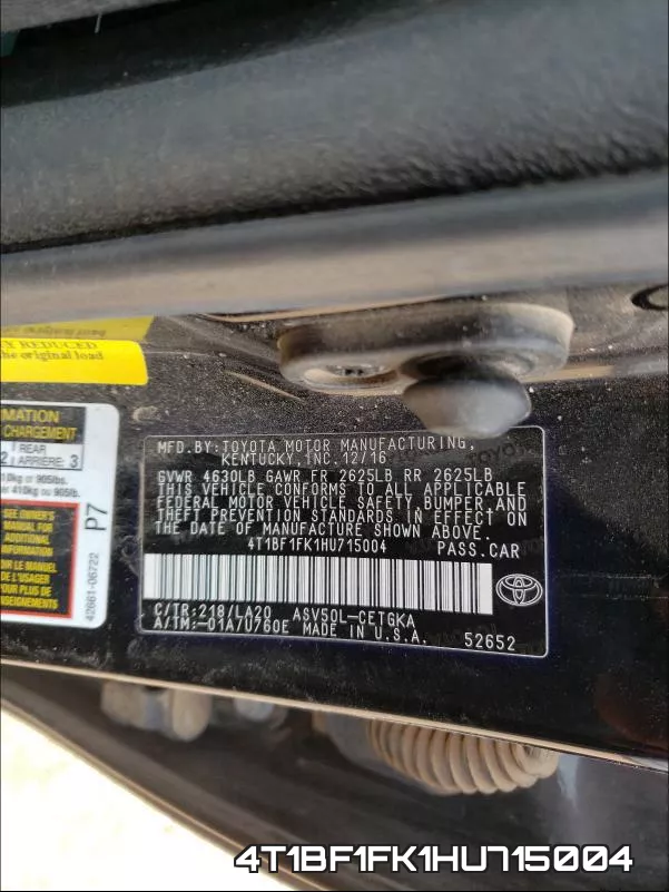 4T1BF1FK1HU715004 фото 2