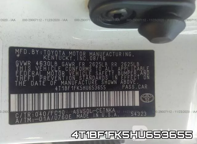 4T1BF1FK5HU653655 фото 9