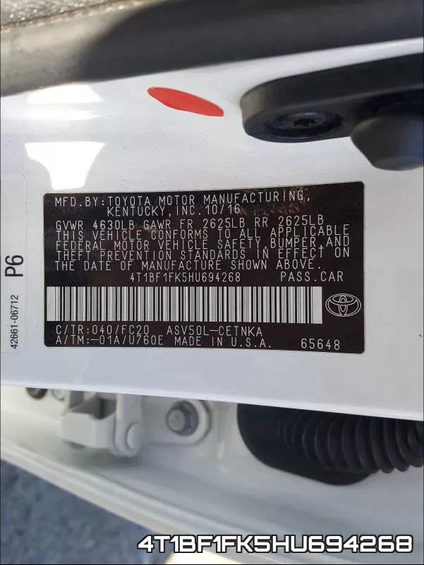 4T1BF1FK5HU694268 фото 2