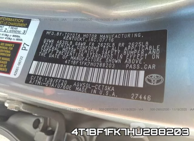 4T1BF1FK7HU288203 фото 10