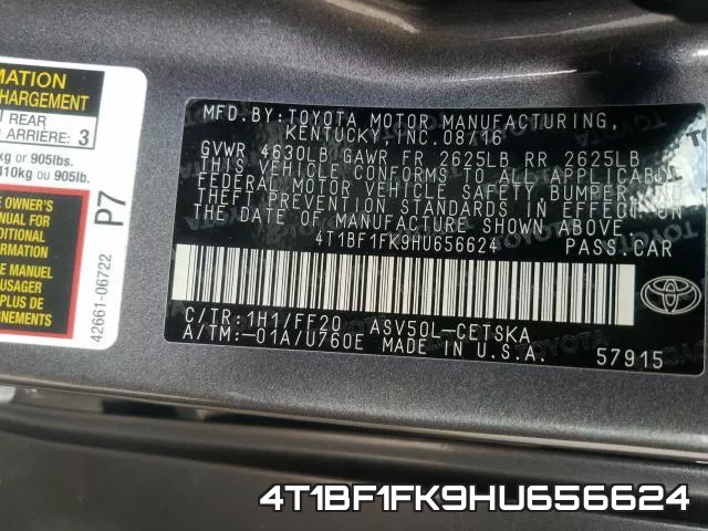 4T1BF1FK9HU656624 фото 2