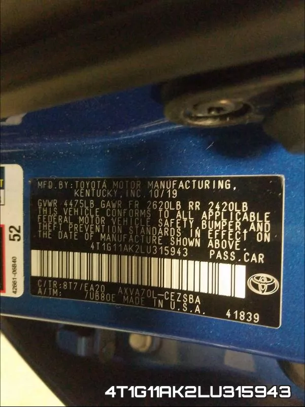 4T1G11AK2LU315943 фото 2