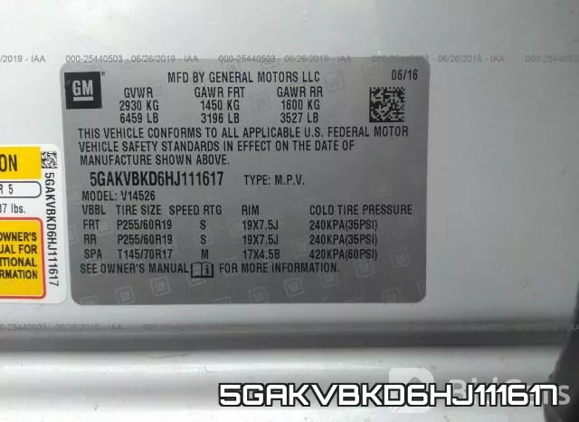 5GAKVBKD6HJ111617 фото 10