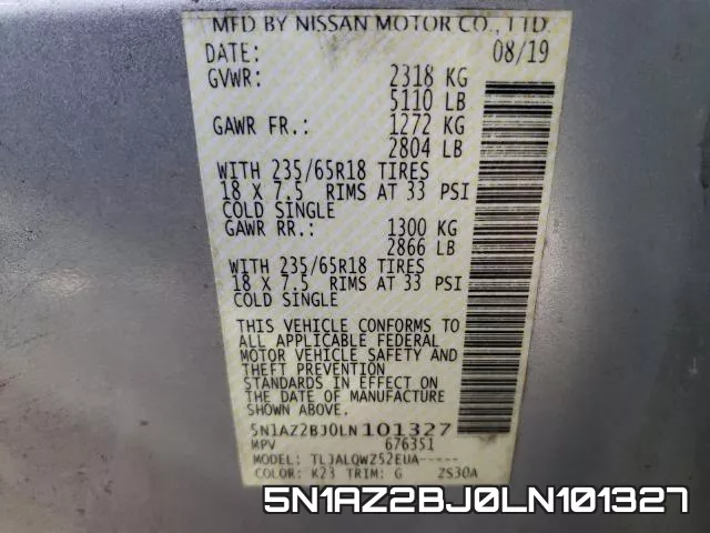 5N1AZ2BJ0LN101327 фото 2