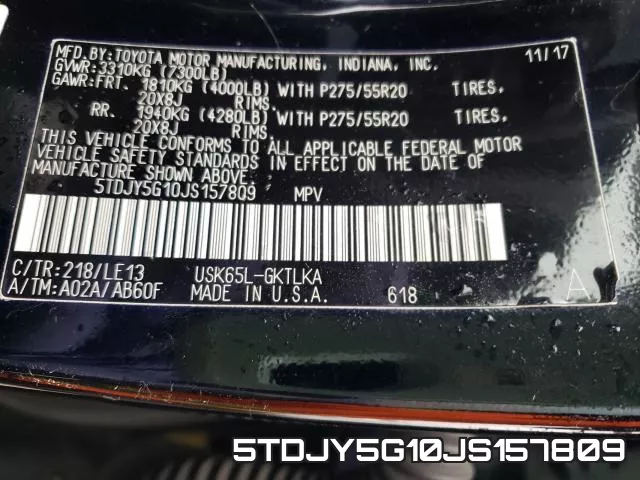 5TDJY5G10JS157809 фото 2
