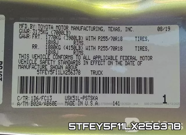 5TFEY5F11LX256378 фото 10