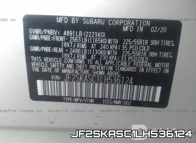 JF2SKASC1LH536124 фото 9