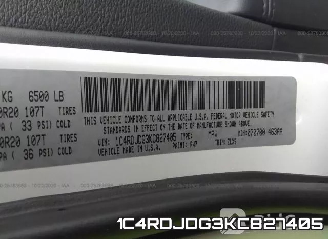 1C4RDJDG3KC827405 фото 9