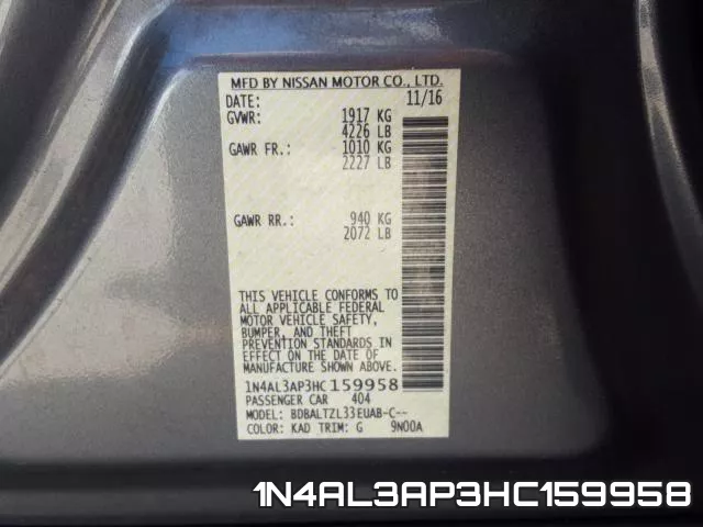 1N4AL3AP3HC159958 фото 2