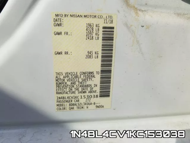 1N4BL4CV1KC153038 фото 2