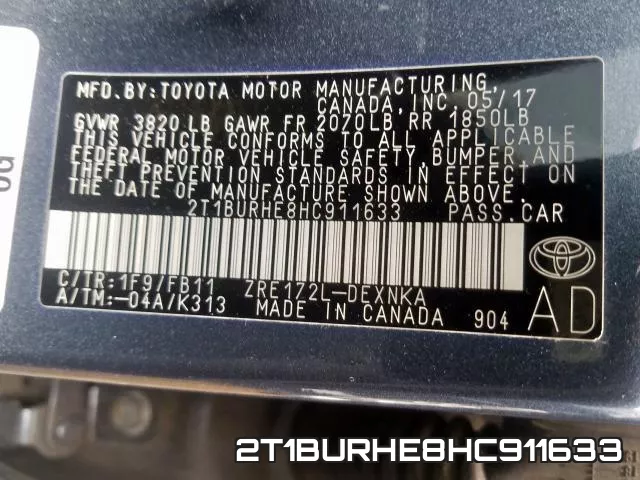 2T1BURHE8HC911633 фото 2