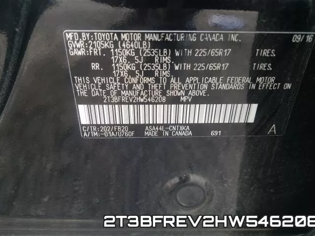 2T3BFREV2HW546208 фото 2
