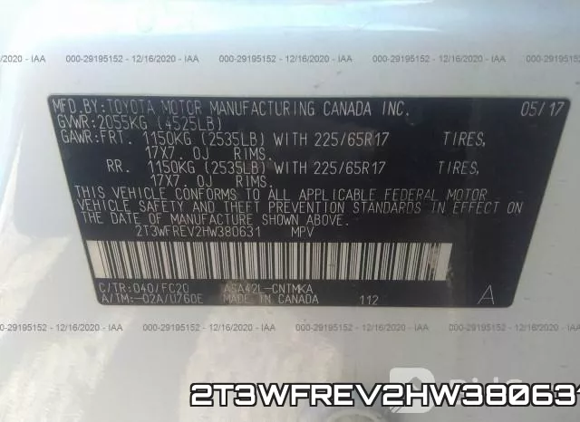 2T3WFREV2HW380631 фото 7