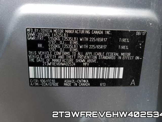 2T3WFREV6HW402534 фото 2