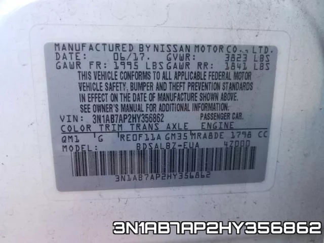 3N1AB7AP2HY356862 фото 2
