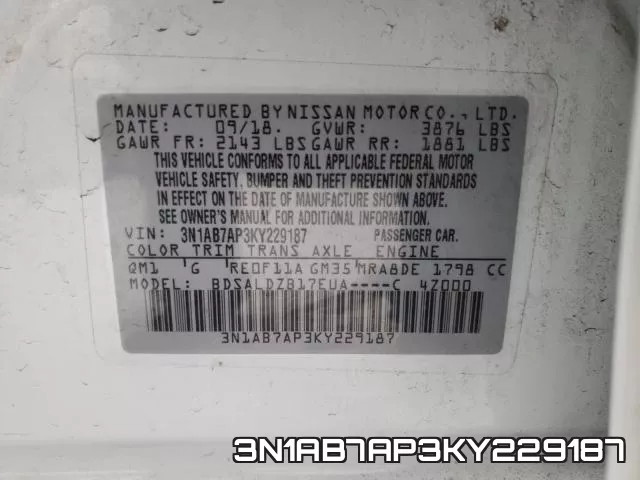 3N1AB7AP3KY229187 фото 2