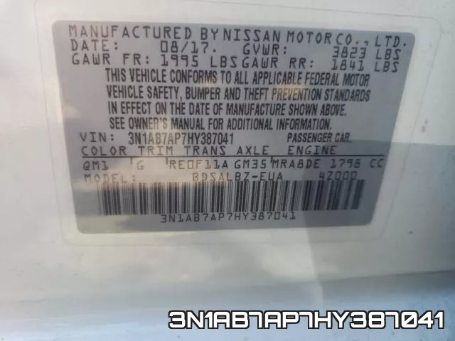 3N1AB7AP7HY387041 фото 2