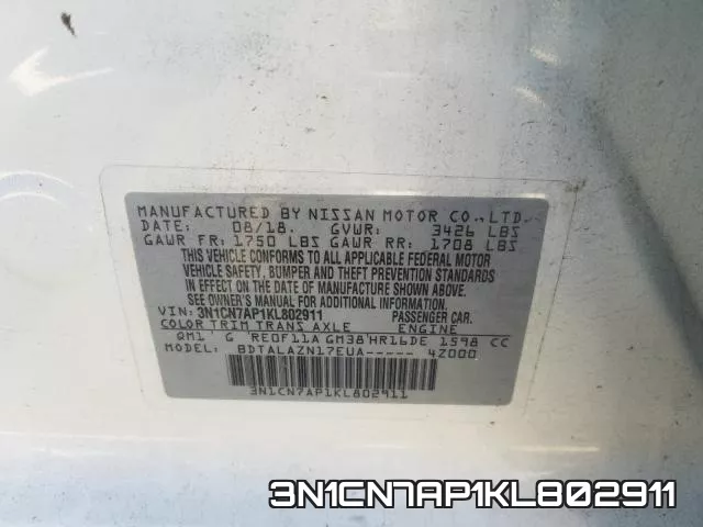 3N1CN7AP1KL802911 фото 2
