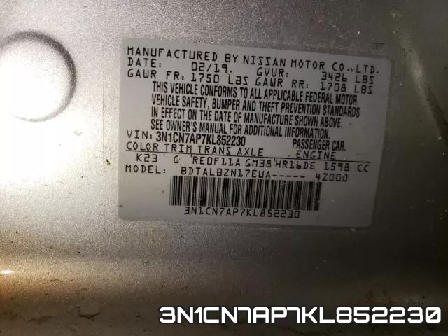 3N1CN7AP7KL852230 фото 2