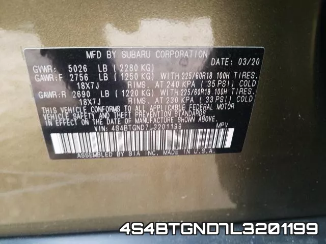 4S4BTGND7L3201199 фото 2