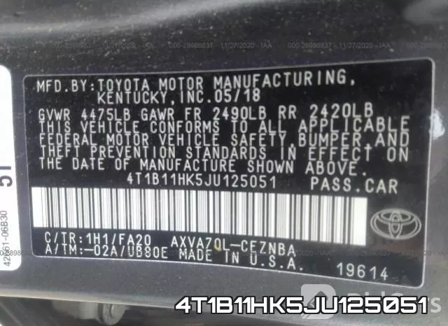 4T1B11HK5JU125051 фото 9