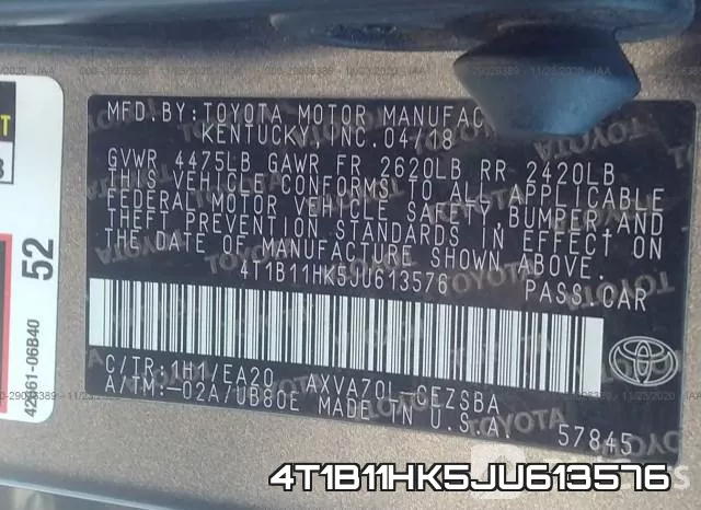 4T1B11HK5JU613576 фото 10