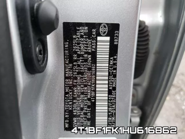 4T1BF1FK1HU616862 фото 2
