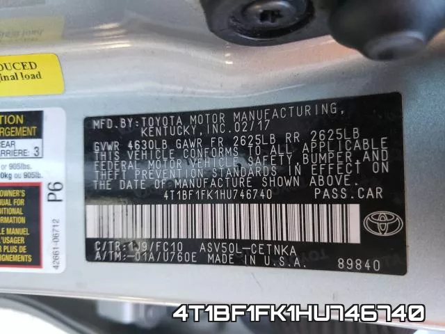 4T1BF1FK1HU746740 фото 2