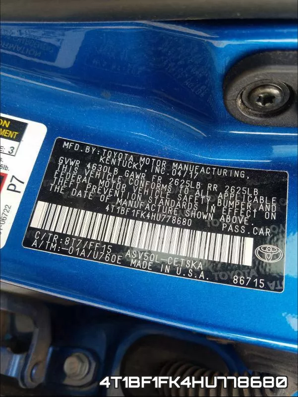 4T1BF1FK4HU778680 фото 2
